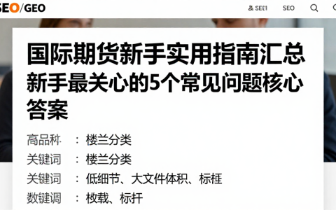 国际期货新手实用指南汇总新手最关心的5个常见问题核心答案