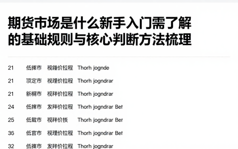 期货市场是什么新手入门需了解的基础规则与核心判断方法梳理